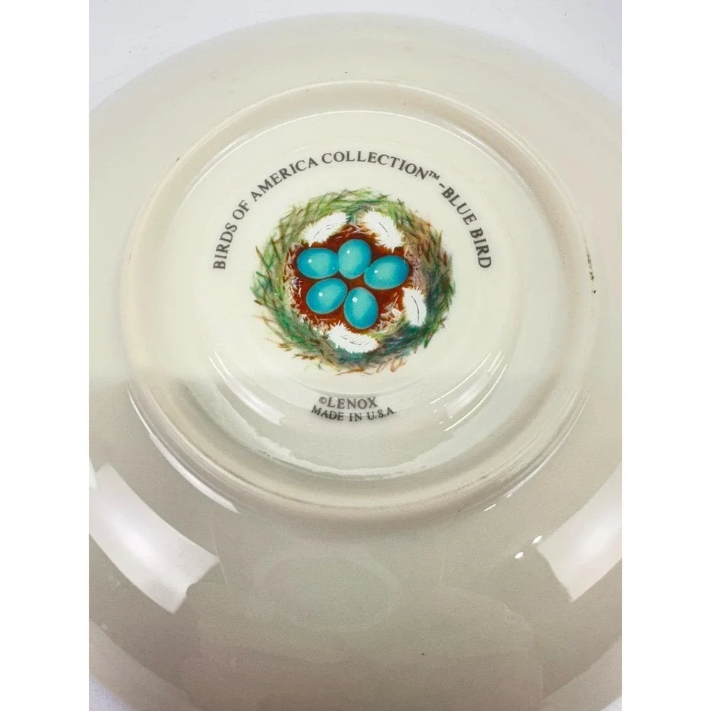 Lenox Birds of America Blue Bird Cup Saucer Gold Trim USA Vintage 1990s